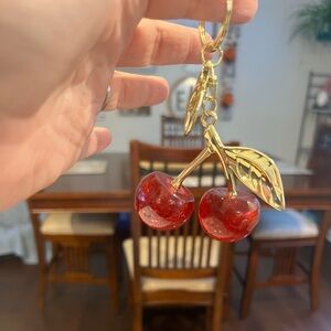 Gold and Red Cherry Keychain